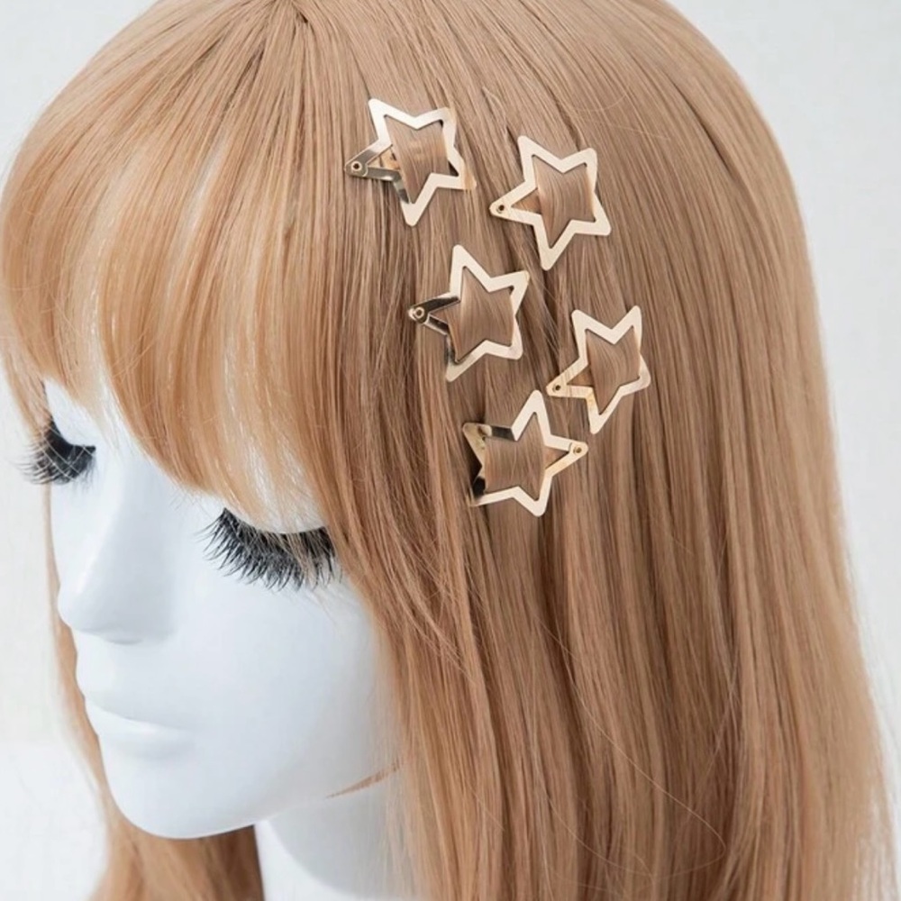 Set of 10 Y2K Gold Star Hair Clips